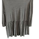 Luna e.  Women's Medium Black and White Striped Peplum 3/4 Sleeve Blouse Photo 4