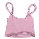 Free People HAPPINESS RUNS SQUARE NECK CROP TOP TANK PINK M L Photo 9