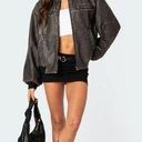 Edikted Vava Washed Faux Leather Bomber Jacket Photo 1