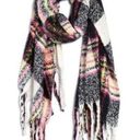 BP  Blanket Scarf Wrap Fringe Cozy Cottagecore Plaid Black Pink Boho Casual NWT Photo 0