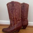 Brown Leather Cowgirl Boots Size 4.5 Photo 0