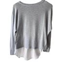 Vince  Long Sleeve Gray Jersey White Button Down Layered Top Women’s XS Photo 2