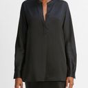 Vince  M Silk Satin Band-Collar Blouse in Black Photo 0