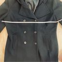 Anne Klein  Wool Pea Coat Hooded Black Double-Breasted Buttons Women's Size PL Photo 4