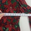 Laurence Kazar  New York Vintage Poinsettia Sequin Beaded Blouse Top Size Large Photo 3