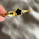 Anthropologie 18K Hinge Black Four Leaf Bangle Stacking Hinge Water Sweat & Tarnish Resistant Bracelet  Photo 5