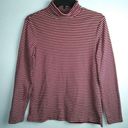 L.L.Bean  Deep Red White Cowl Neck Stripe Blouse M Photo 1