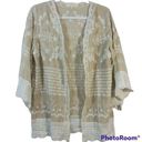 Solitaire  Tan Cream Embroidered Open Cardigan Wide Sleeves Size S Photo 0