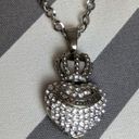 Juicy Couture  Vintage Y2K Rhinestone Silver Tone Puffy Heart and Crown Necklace Photo 2