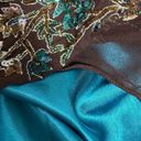 Scala Women's  Brown & Teal Blue Beaded Floral One-Shoulder Asymmetric Dress Sz L Photo 11