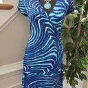 Jones New York  Women Blue Polyester V-Neck Short Sleeve Knee Length Dress Size S Photo 0