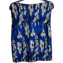 Joie  Plus Size 1X Tank Top Floral Print Pleated Blue And Cream Boat Neck Texture Photo 1