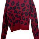 PINK - Victoria's Secret VS PINK Maroon Leopard Reversible Fuzzy Sweater Small Photo 0