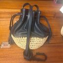 Loeffler Randall  BLACK LEATHER BUCKET BAG WITH WOVEN RAFFIA Photo 10