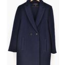 J.Crew  Daphne Wool Coat Italian Double Breasted Long Collar Navy Blue 8 Photo 2