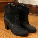 Ralph Lauren Black Leather/suede Block Heel Ankle Boots Shoes Women's 8B Black Size 8 Photo 1