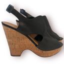 Franco Sarto Gallard Cork Wedge Black Slingback Leather Sandals Size 10M Photo 0