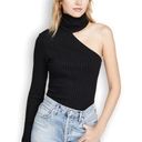 The Range  Framed Ribbed Carved One Shoulder Black Turtleneck Top Size L NWT Photo 0