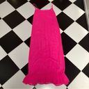 Line and Dot  Adelyn Hot Pink Maxi Slip Dress Square Neckline Spaghetti Straps sz L Photo 5