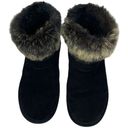 BEARPAW Tigris Womens 7 Cow Suede Rabbit Fur And Sheepskin Black Flat Ankle Boot Photo 2