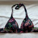 Victoria's Secret Victoria’s Secret paisley bikini top padded tie, back halter style Sz M black Photo 2