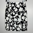 Kate Spade  Knee Length Pencil Skirt Black White Pink Floral Print Womens Size 6 Photo 3