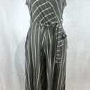 Nordstrom Nimi K gray and white striped cropped jumpsuit with pockets size large Photo 0