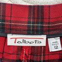 Talbots  Vintage Red Plaid Pleated Skirt Womens Size 12 Side Zip Wool Blend Photo 2