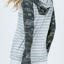 7th Ray Long Sleeve Raglan Double Hoodie Top  Camo & Grey Stripes Medium Photo 6