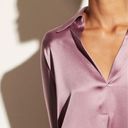 Vince  Silk Shaped Collar Popover Blouse Top Vervain Purple Lilac Size XS NEW Photo 7