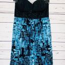 Bebe  Strapless Bubble Hem Black/Blue Party Dress Size Medium Photo 4