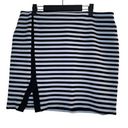 J. McLaughlin Women's Skirt Size 14 Striped Back Zip Front Slit Stretch Nautical Photo 0