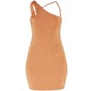 Pretty Little Thing Slinky Knit One Shoulder Strap Bodycon Dress Toffee Size 4 Photo 5