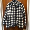 Lee EUC  Black White Plaid Fleece Jacket Shacket Womens Medium Photo 3