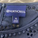 North Crest  Scoop Neck Eyelet Navy Blue Blouse Top Size XL NWT Photo 9