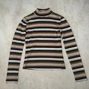 Striped Turtleneck Long Sleeve | Size: XS/S | Versatile Layering Piece Brown Photo 0