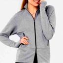 CAbi  Zip Pivot Athletic Jacket Stone Gray Size S Tunic Length #3732 2 Way Zip Photo 1