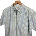 Cabin creek Wrinkle Free Short Sleeve Blue Purple Striped Button Down Shirt Photo 2