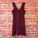 The Vanity Room Deep Red  Ruffled V-Neck Mini Dress Photo 1