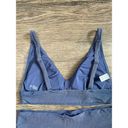 Aerie Womens  scoop top high cut cheeky bikini set blue textured size S and M Photo 10