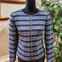 The Loft  Women's Blue Striped Cotton Long Sleeve Full Zip Front Casual Jacket Size 6 Photo 11