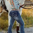 Flamingo  Mid Waist Bootcut Jeans Horse Embroidered Pockets. New with Tags Photo 2