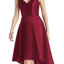 Alfred Sung NWT  Burgundy Sateen Twill V-Neck Hi Low Dress Size 0 Photo 0