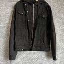 Young‎ La Denim Jacket Distressed Jean Hooded Mens Medium Black Youngla Photo 2