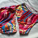 One Piece Colorful red-multi mokini  swimsuit. One shoulder design size 1XL Photo 1