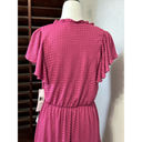 London Times  Womens Tiered A Line Dress Pink Stretch V Neck Cap Sleeve M New Photo 4