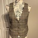 H&M Vintage Y2k Plaid Houndstooth checkered Cottage Button up Print Vest Bustier Top Blouse Tomboy School Work Masc Photo 0