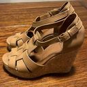 Tory Burch  Wendelle Tan Leather Wedge Platform Sandals Size 8 T strap Photo 0