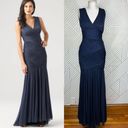 Halston Heritage  Ruched Sleeveless Long Gown in Navy Blue Size US XXS Photo 1