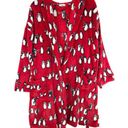 Vera Bradley  Small Medium Robe Playful Penguins Red Mini Belted Fleece Lounge D Photo 0